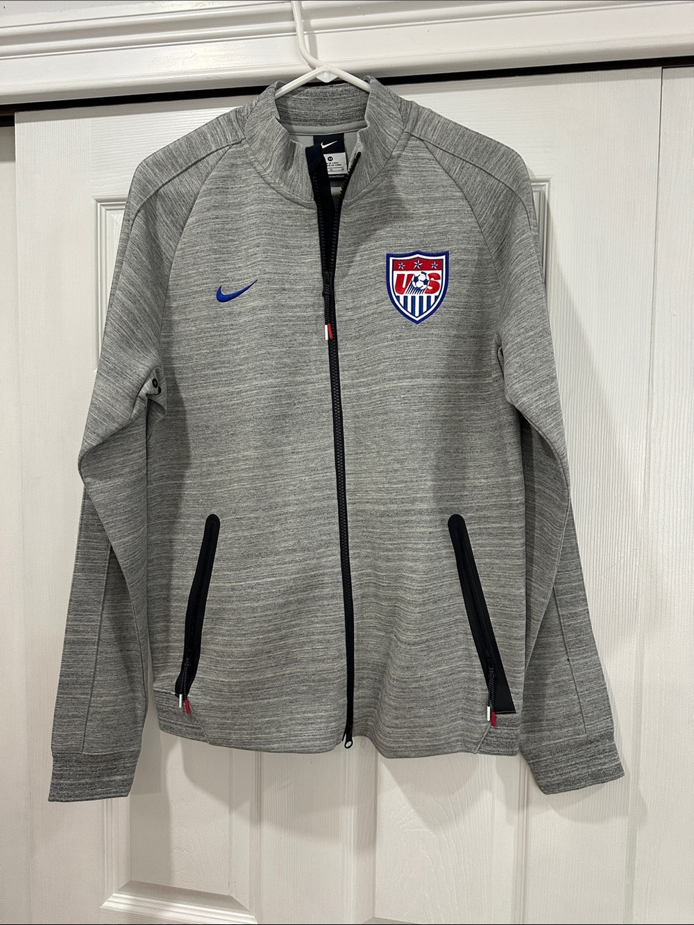 Nike Gray Full-Zip USA Soccer Jacket with Blue Swoosh